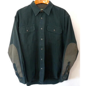 Cabela's Mens Dark Green Long Sleeve Twill Hunting Outdoor Button Up Shirt XL